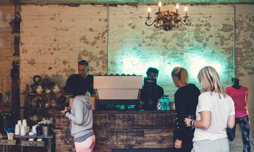 Baristas at art event